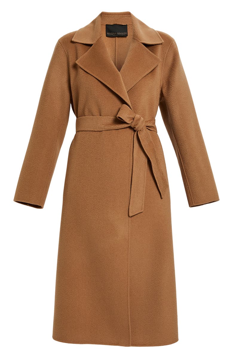 Marina Rinaldi Belted Virgin Wool Trench Coat, Alternate, color, 