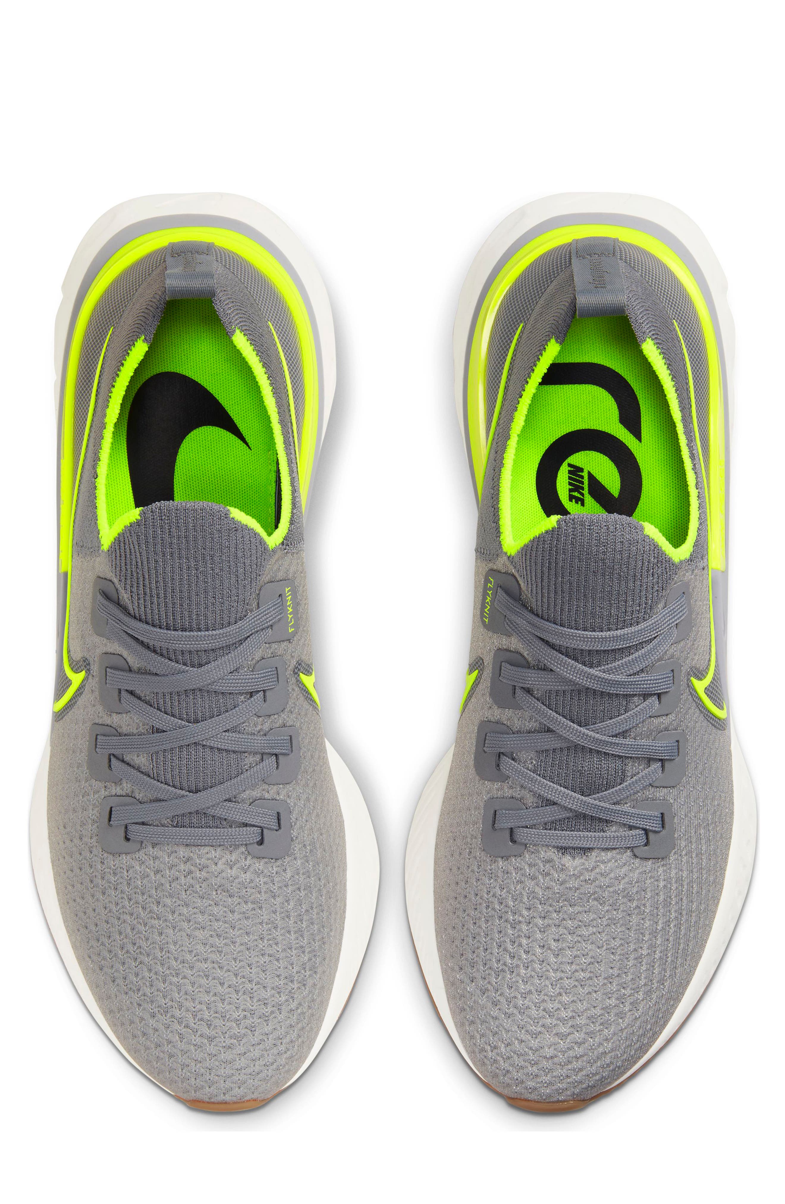 React Infinity Run Flyknit Running Shoe, Alternate, color, PARTICLE GREY/ VOLT/ GREY