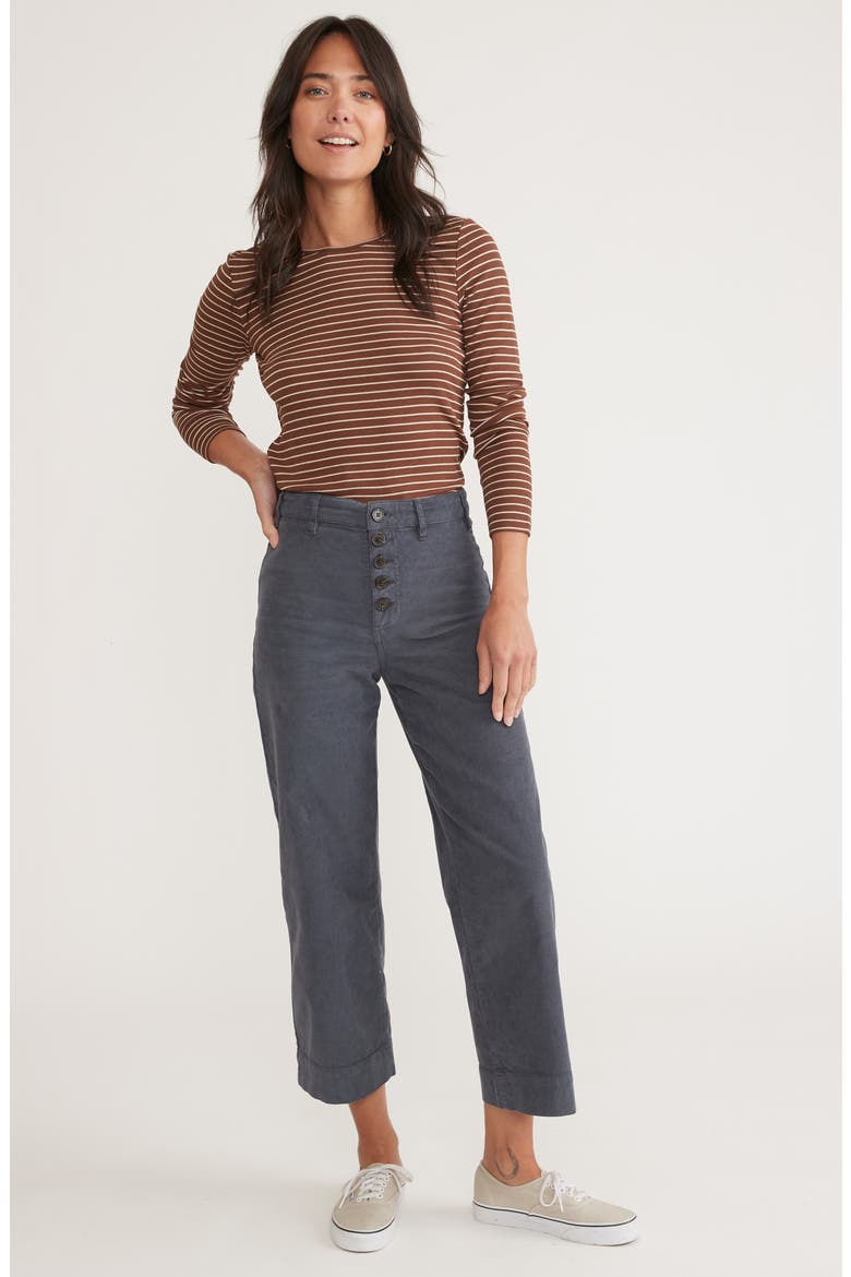 Bridget High Waist Crop Wide Leg Corduroy Pants, Alternate, color, NAVY