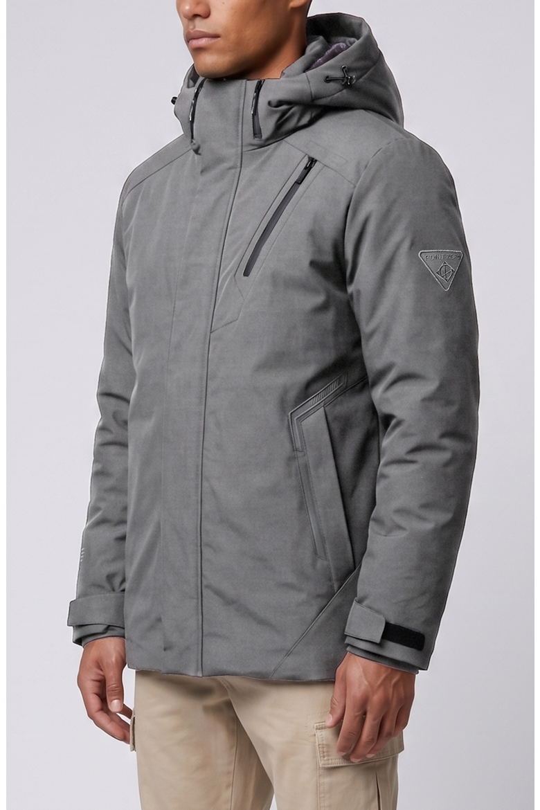 Hooded Microfiber Jacket with Heat-Sealed Pockets, Alternate, color, Slate
