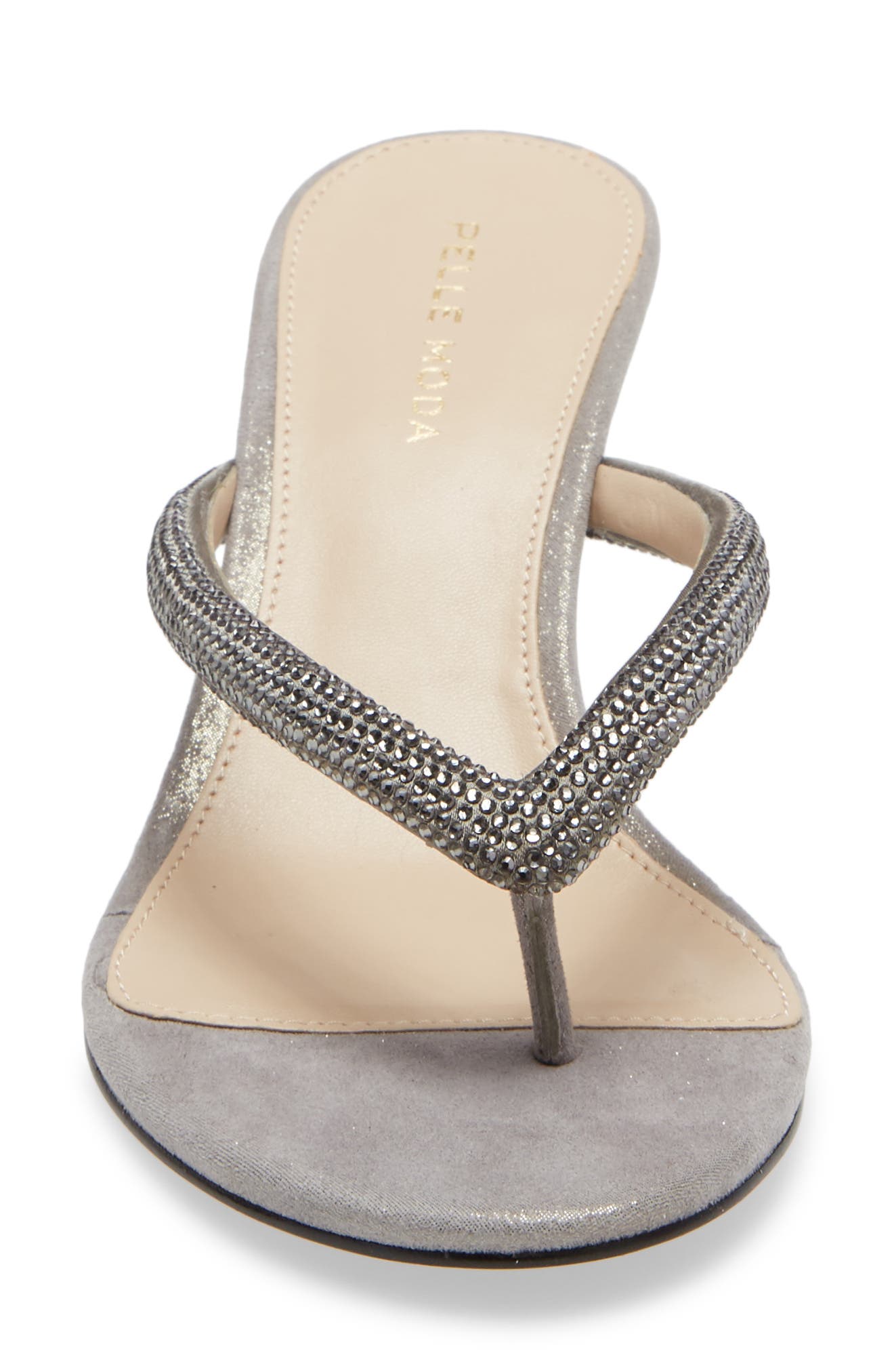 Eunice Slide Sandal, Alternate, color, PEWTER METALLIC SUEDE
