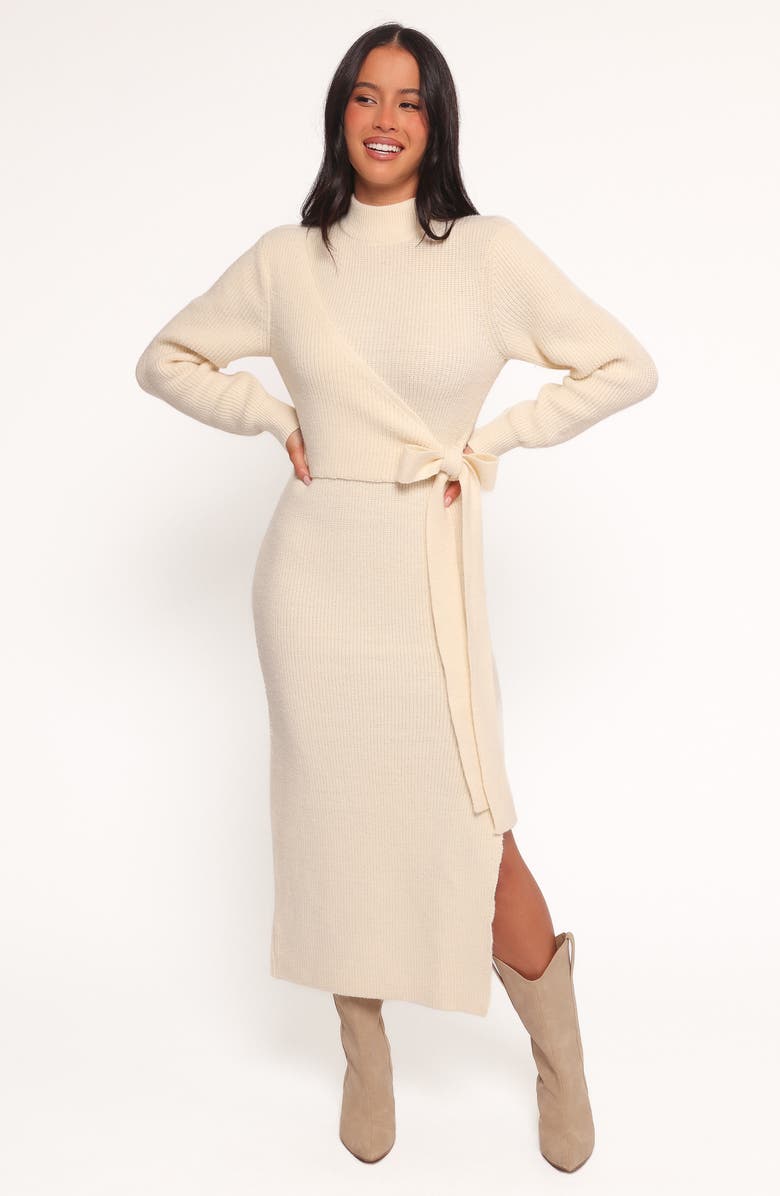 Petal & Pup Aerin Long Sleeve Knit Dress, Alternate, color, Cream
