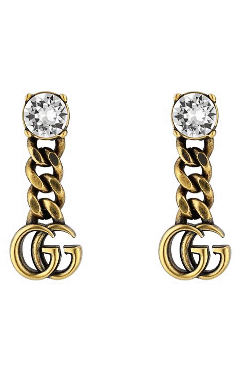 Gucci Crystal GG Drop Earrings, Main, color,