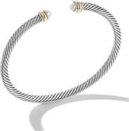 David Yurman Classic Cable Bracelet in Sterling Silver with 18K Yellow Gold and Pearls, 4mm