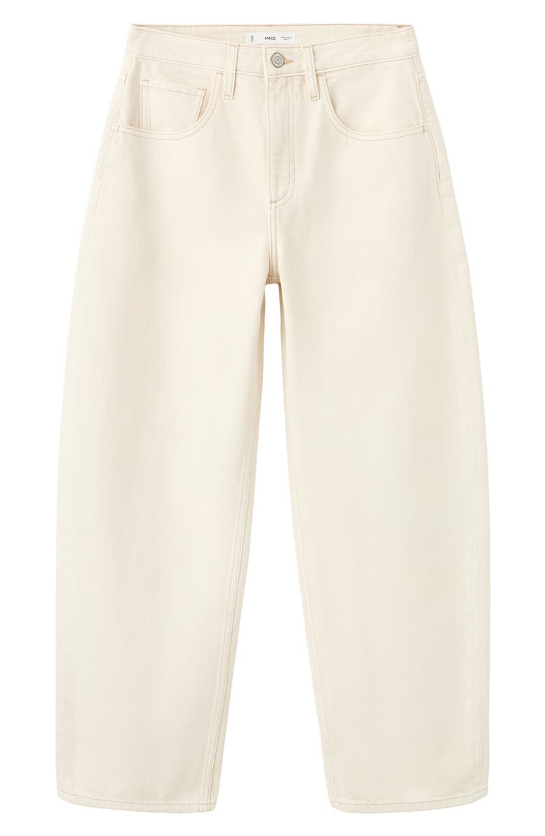 MANGO High Waist Barrel Jeans, Alternate, color, Off White