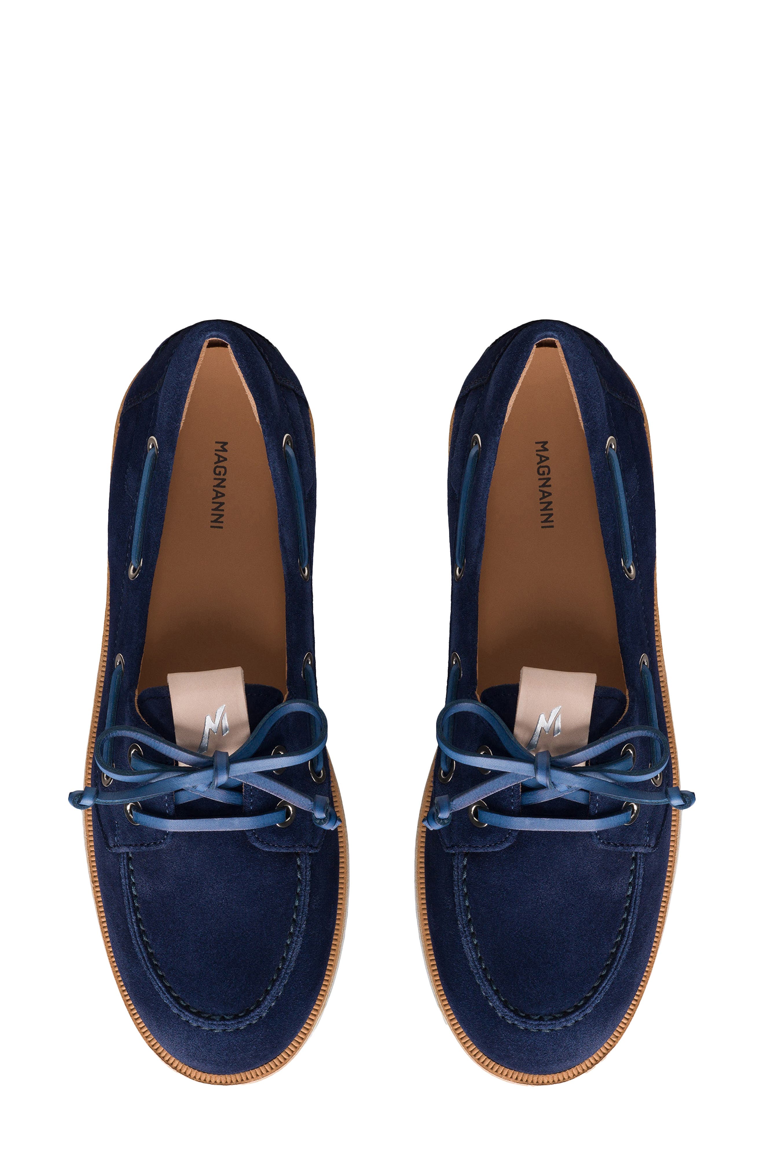 Magnanni Marina Suede Boat Shoe, Alternate, color, Navy Suede