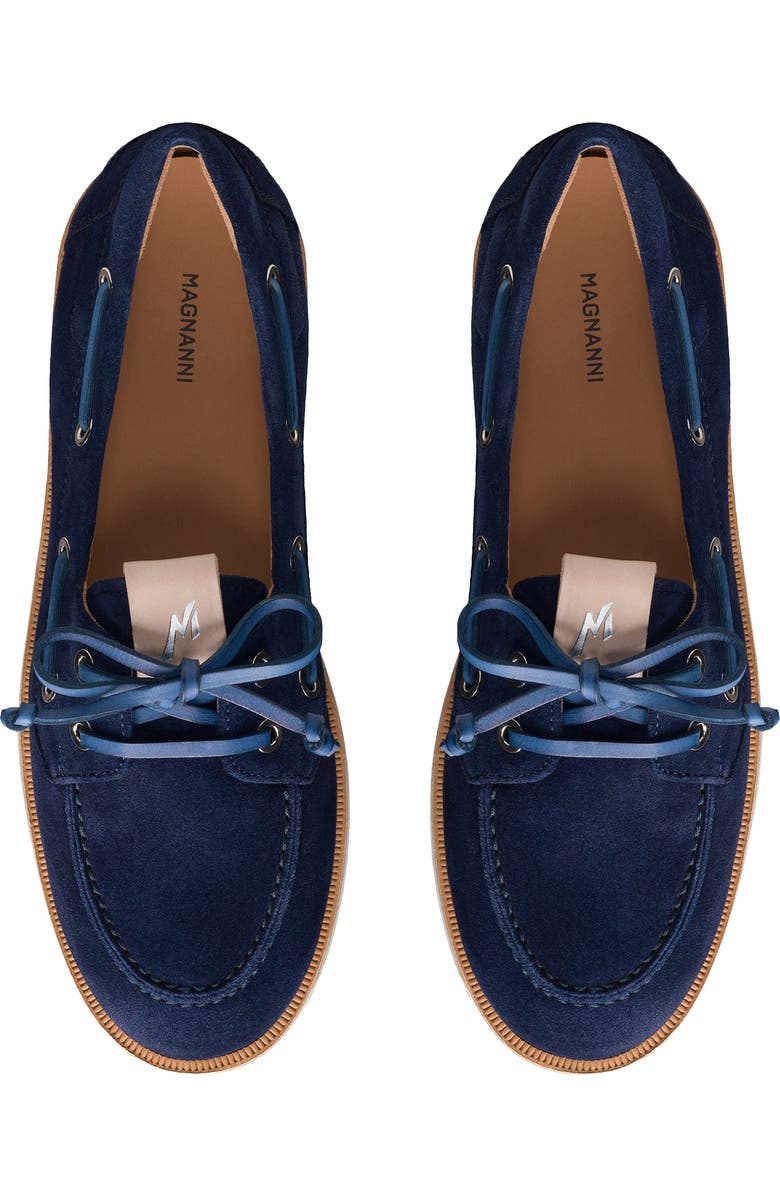Magnanni Marina Suede Boat Shoe, Alternate, color, Navy Suede