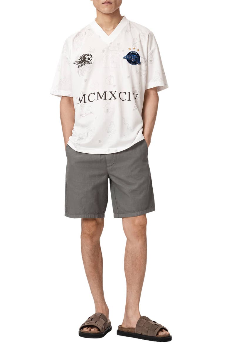 AllSaints Hanbury Cotton & Linen Drawstring Shorts, Alternate, color, Pillar Grey