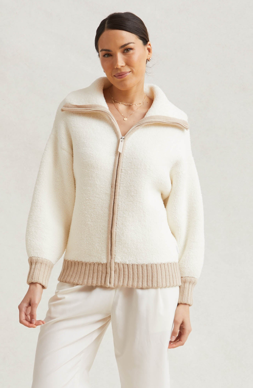 Kashwere Apparel Cozy Full Zip Jacket In Creme Malt