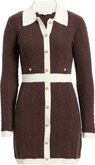 ZOE AND CLAIRE Long Sleeve Cable Stitch Sweater Dress