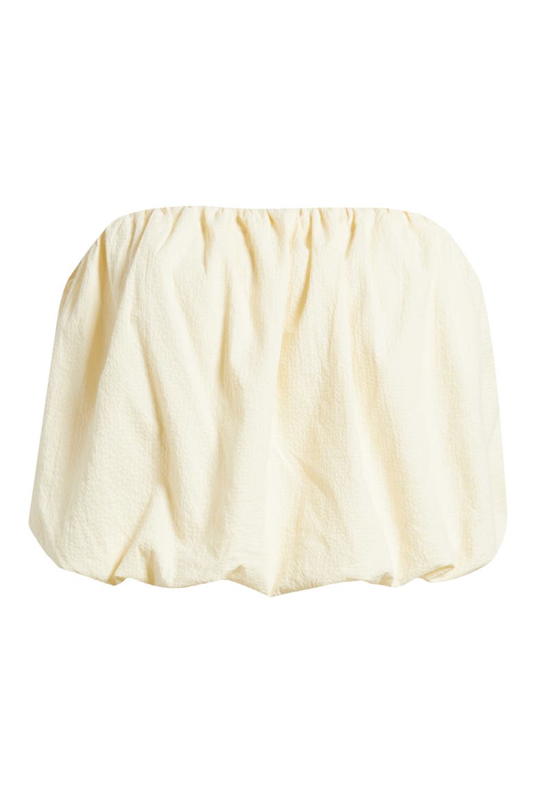 Camila Strapless Stretch Cotton Bubble Top, Alternate, color, MILK