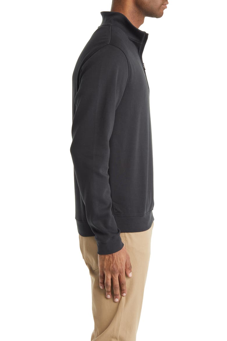 Pima Cotton Interlock Quarter Zip Pullover, Alternate, color, BLACK