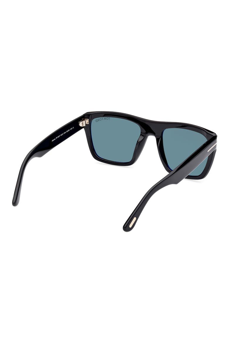 55mm Square Sunglasses, Alternate, color, SHINY BLACK / GREEN