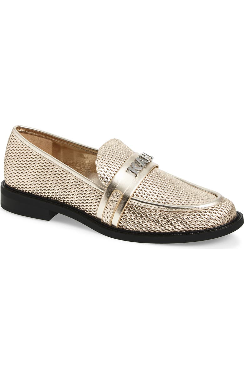 KARL LAGERFELD PARIS Rainn Metallic Loafer, Main, color, White Gold