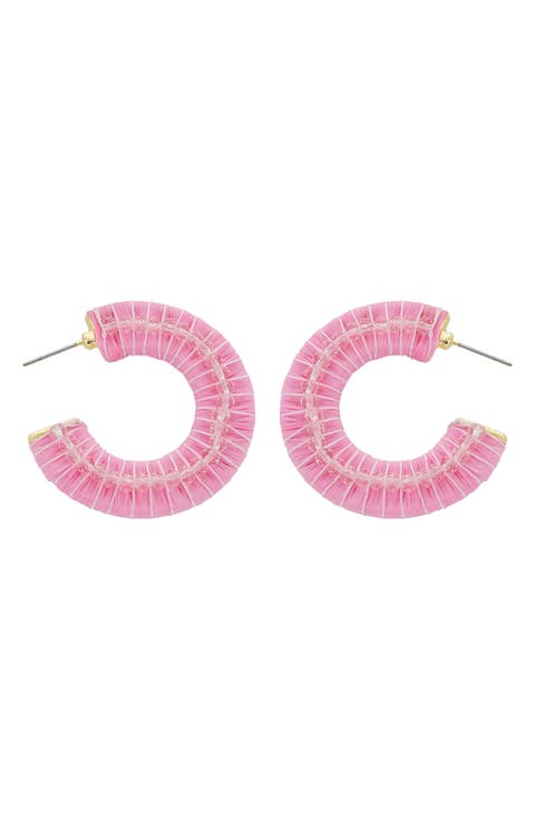 Crystal Raffia Hoop Earrings