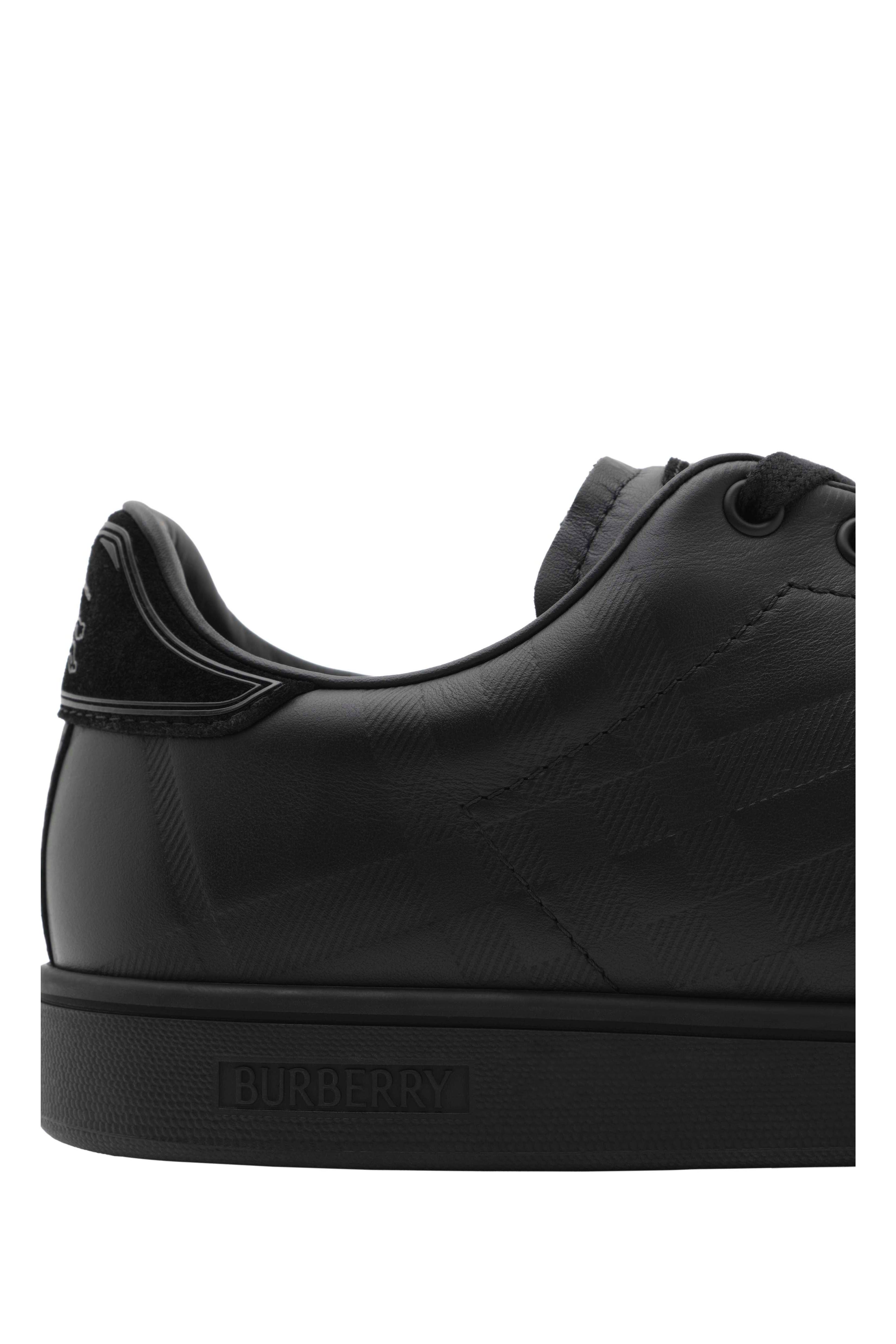 Burberry Embossed Check Leather Set Sneakers, Alternate, color, Black