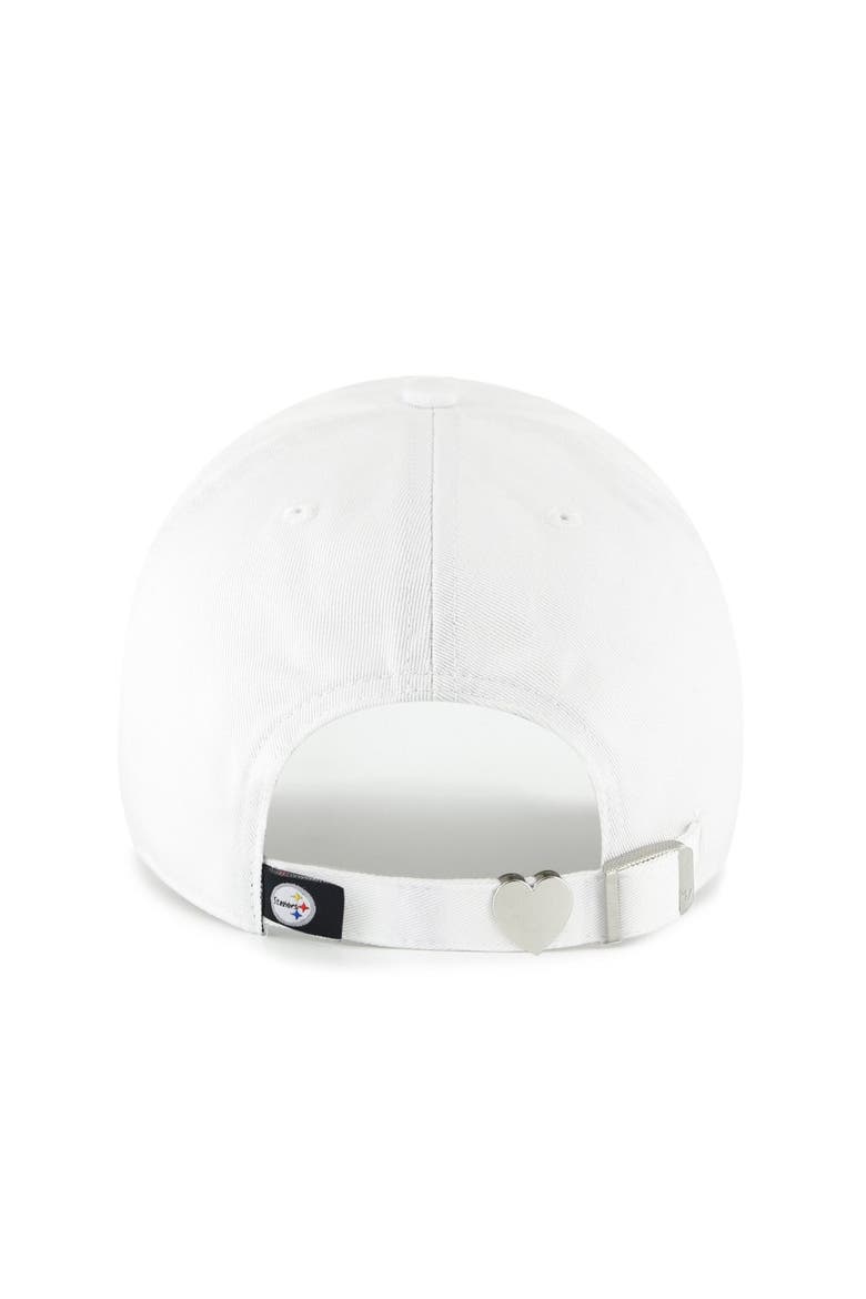Women's '47  White Pittsburgh Steelers Trendy Script Clean Up Adjustable Hat, Alternate, color, White