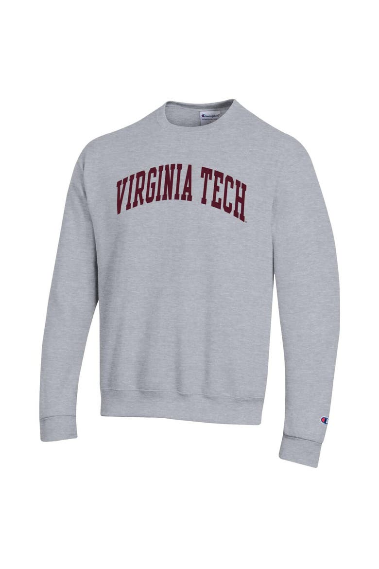 Men's Champion  Heather Gray Virginia Tech Hokies Basic Arch Fleece Pullover Sweatshirt, Alternate, color, Heather Gray
