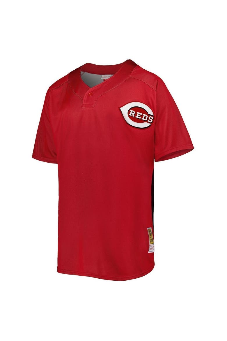 Men's Mitchell & Ness Ken Griffey Jr. Red Cincinnati Reds Cooperstown Collection Mesh Batting Practice Button-Up Jersey, Alternate, color, Red