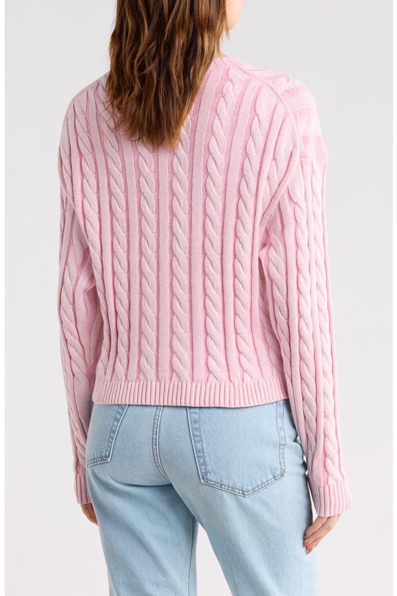 Cable Crew Sweater, Alternate, color, PINK COMBO