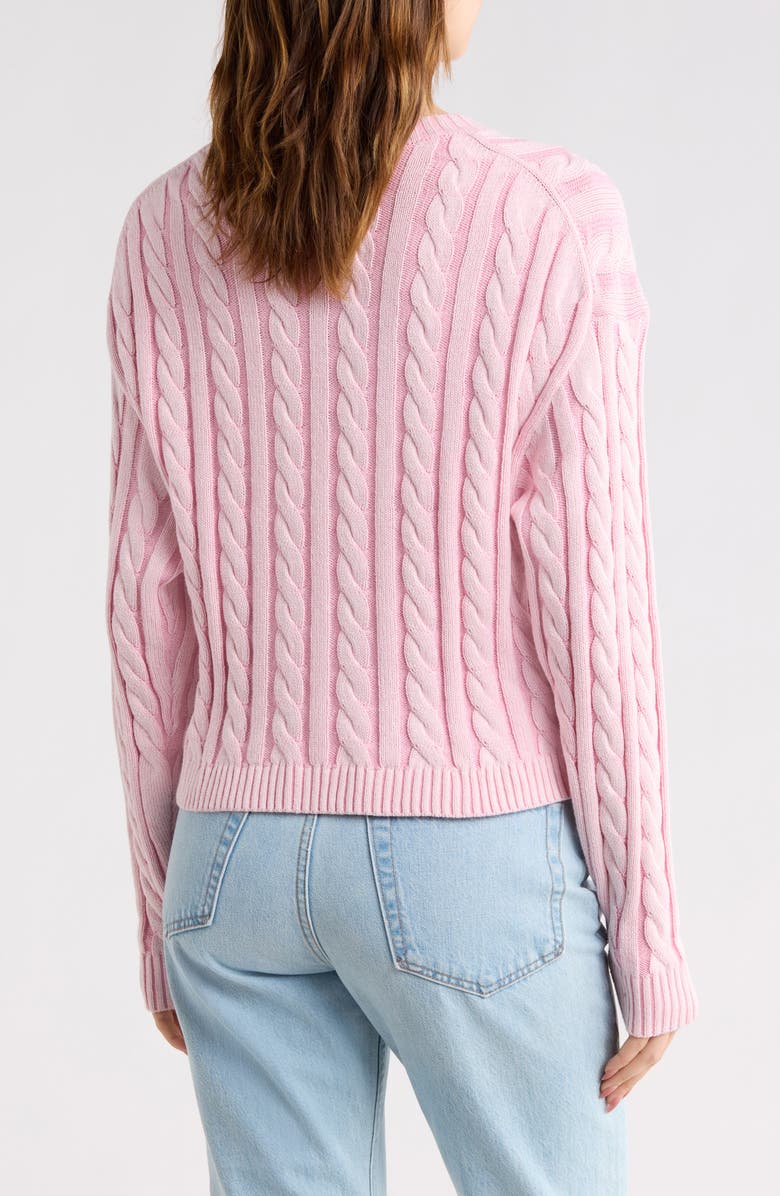 Abound Cable Crew Sweater, Alternate, color, Pink Combo