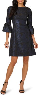 Adrianna Papell Ruffle Metallic Jacquard Cocktail Dress