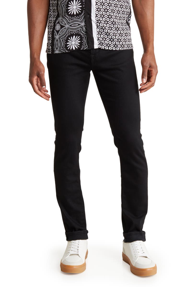 7 For All Mankind Paxtyn Squiggle Skinny Jeans, Main, color, Black Onyx
