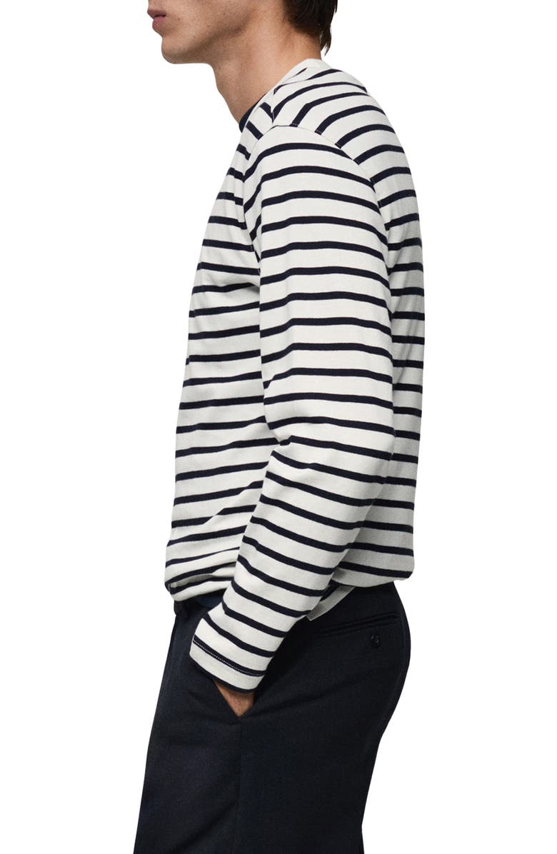 MANGO Regular Fit Stripe Long Sleeve Cotton T-Shirt, Alternate, color, 