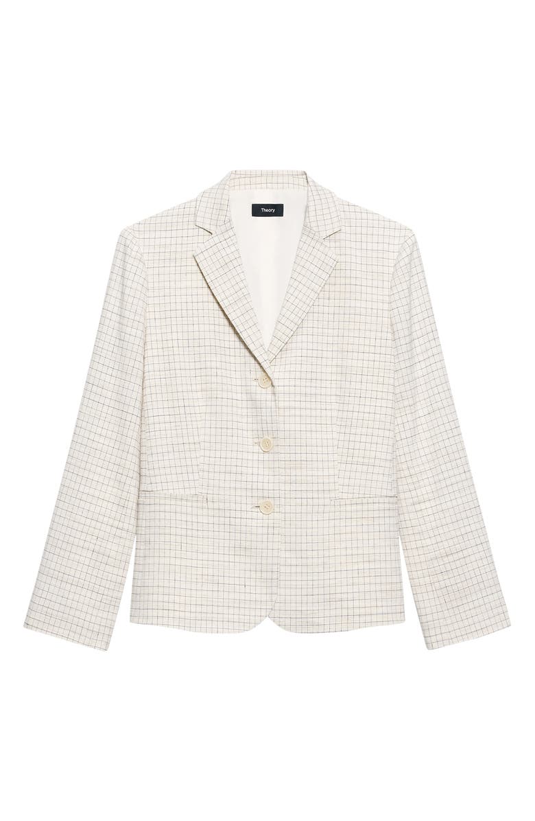 Theory Shrunken Check Linen Blend Jacket, Alternate, color, Natural Multi