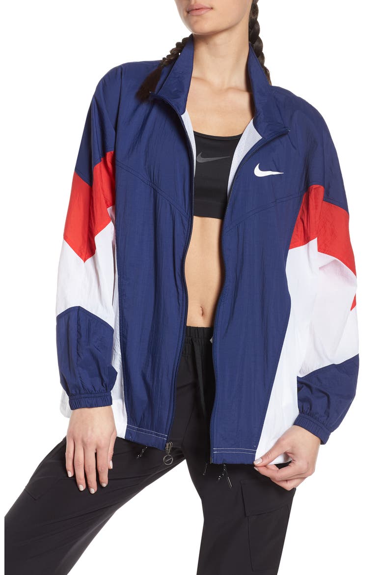 Sportswear Windrunner Women's Jacket, Main, color, BLUE VOID/ UNIVERSITY RED