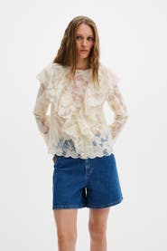 Malina Sansa Ruffled Lace Blouse