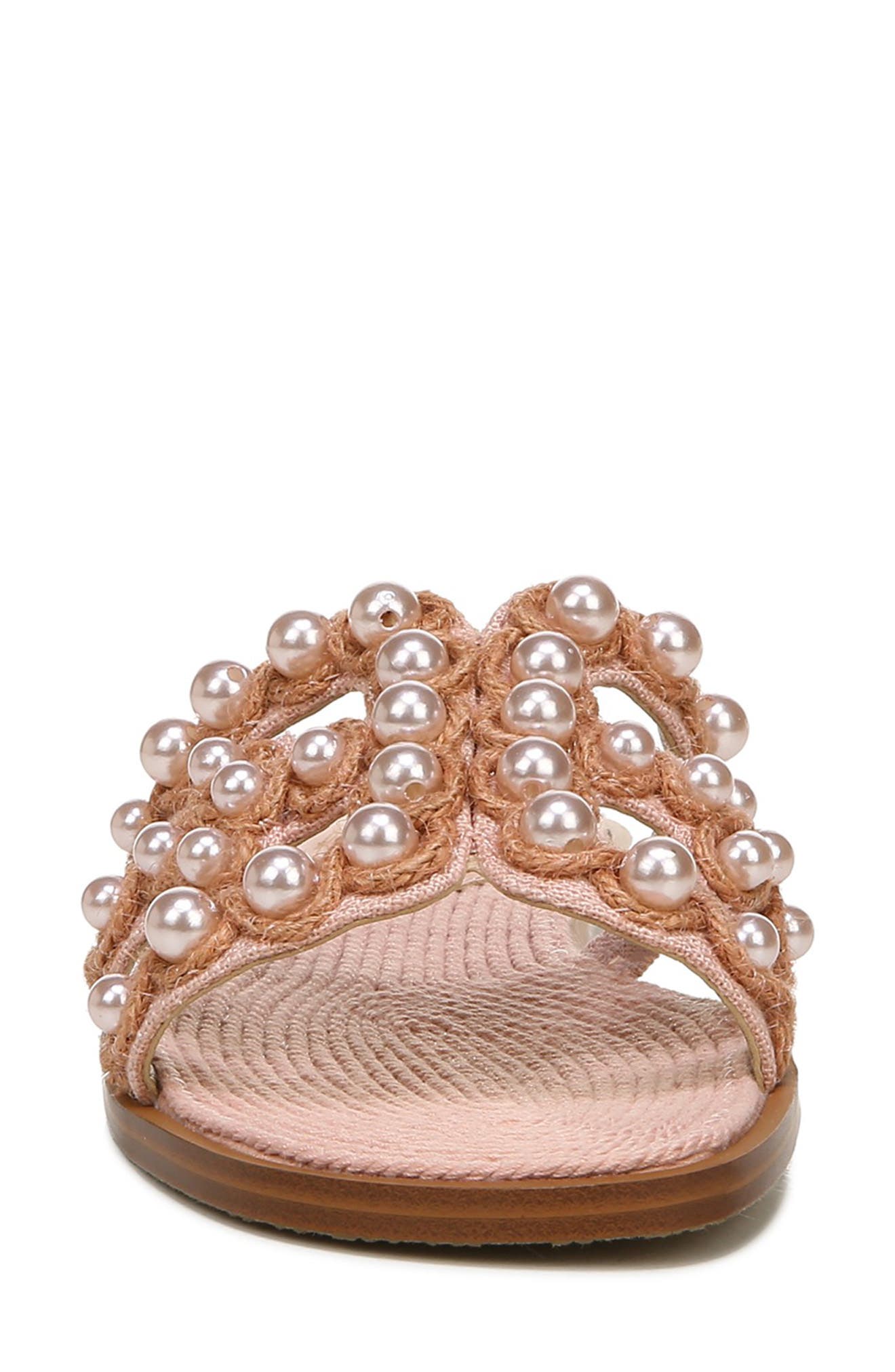 Bay Imitation Pearl Cutout Slide Sandal, Alternate, color, MISTY ROSE
