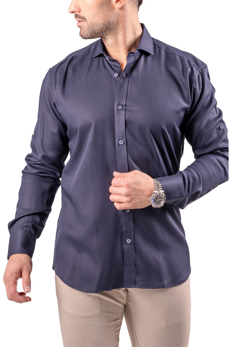 Berlin Resistance Cotton Button-Up Shirt, Alternate, color, BLUE