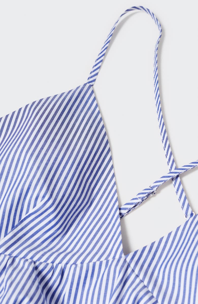 MANGO Stripe Cotton Midi Sundress, Alternate, color, Navy