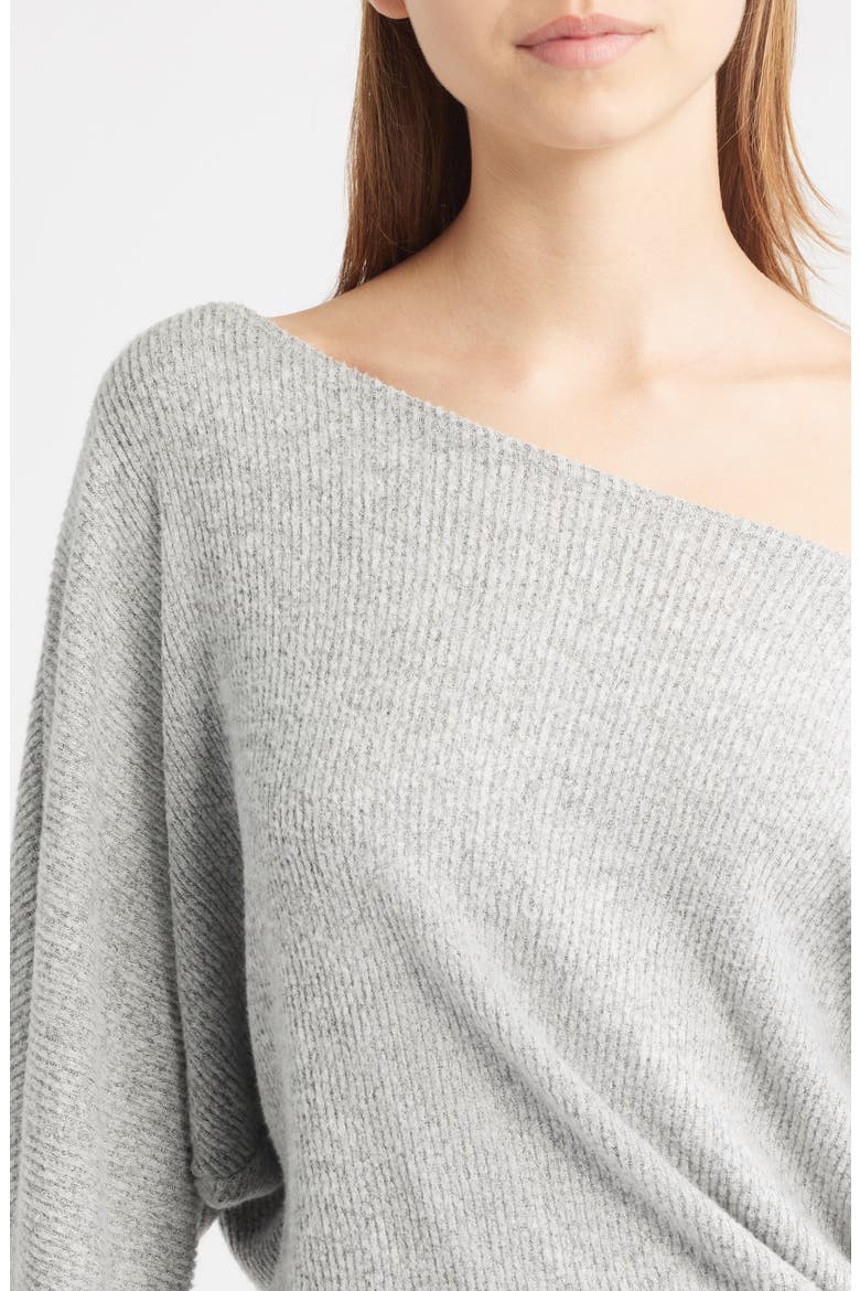 The Izzy Off the Shoulder Long Sleeve Sweater Minidress, Alternate, color, HEATHER GREY