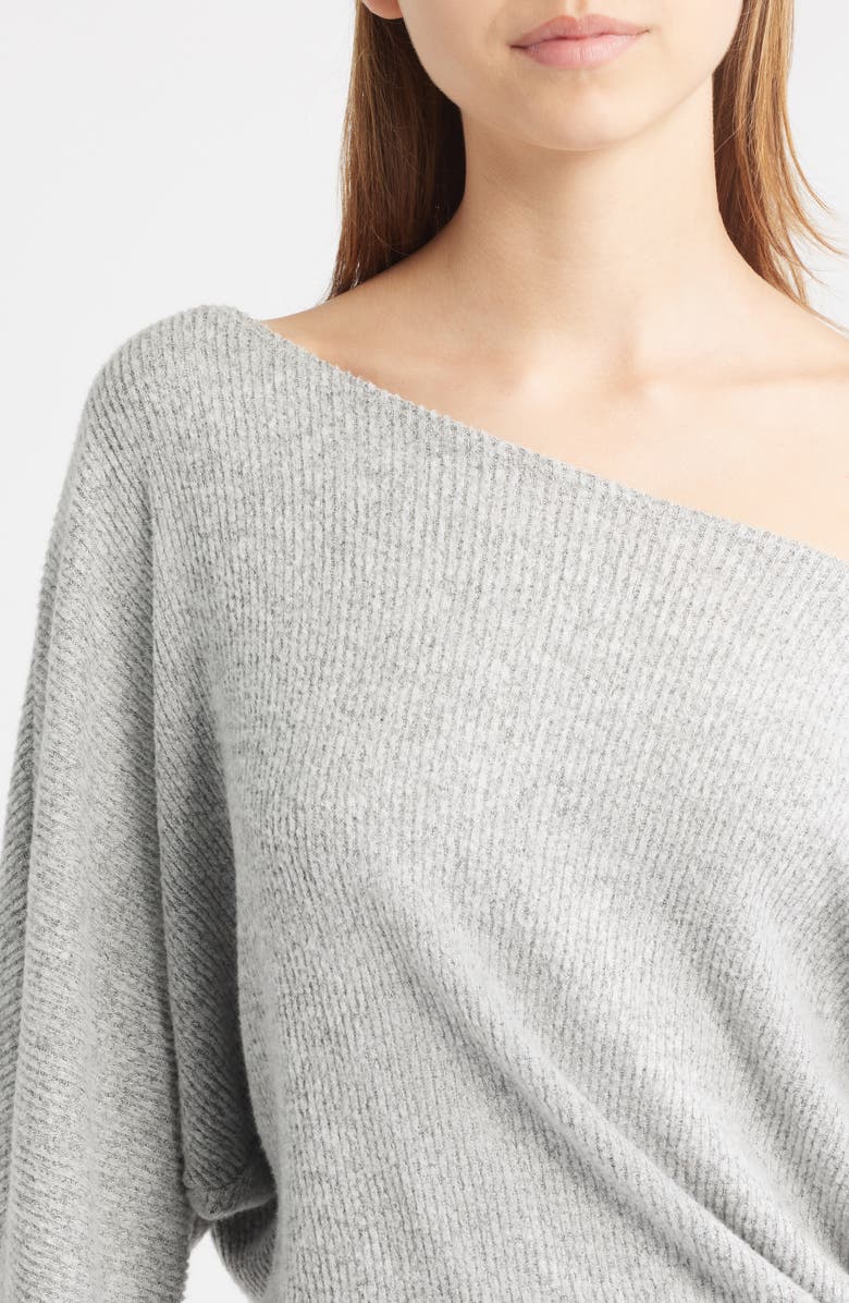 Bella Venice The Izzy Off the Shoulder Long Sleeve Sweater Minidress, Alternate, color, Heather Grey