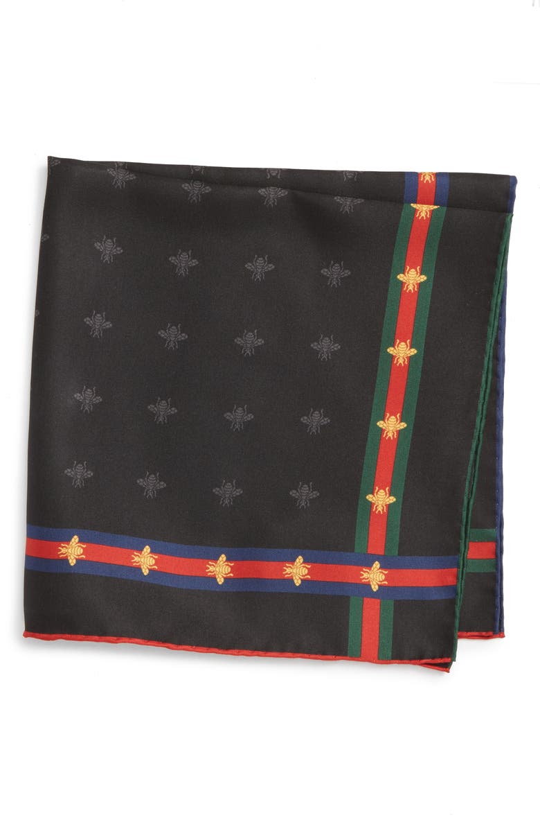 Gucci Runebis Silk Twill Pocket Square, Main, color, 