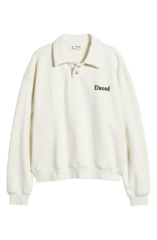 Elwood Heavyweight Fleece Polo Collar Sweatshirt In Pearl