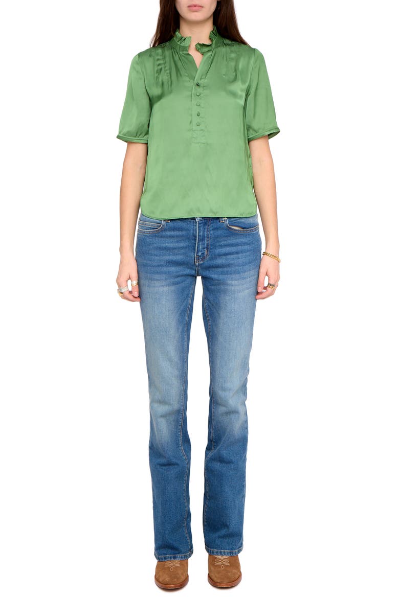 Topher Ruffle Neck Satin Popover Top, Alternate, color, VERVEINE