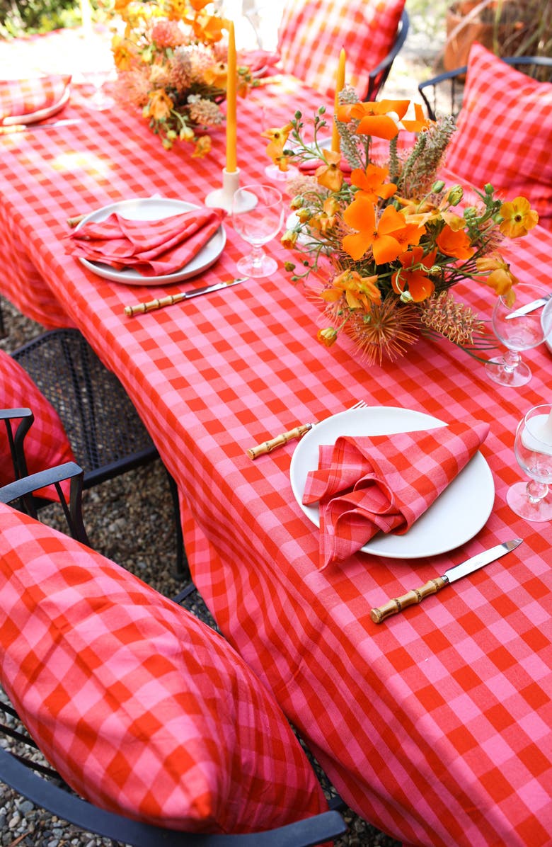 Heather Taylor Home Gingham Guava Set of 4 Napkins, Alternate, color, Guava