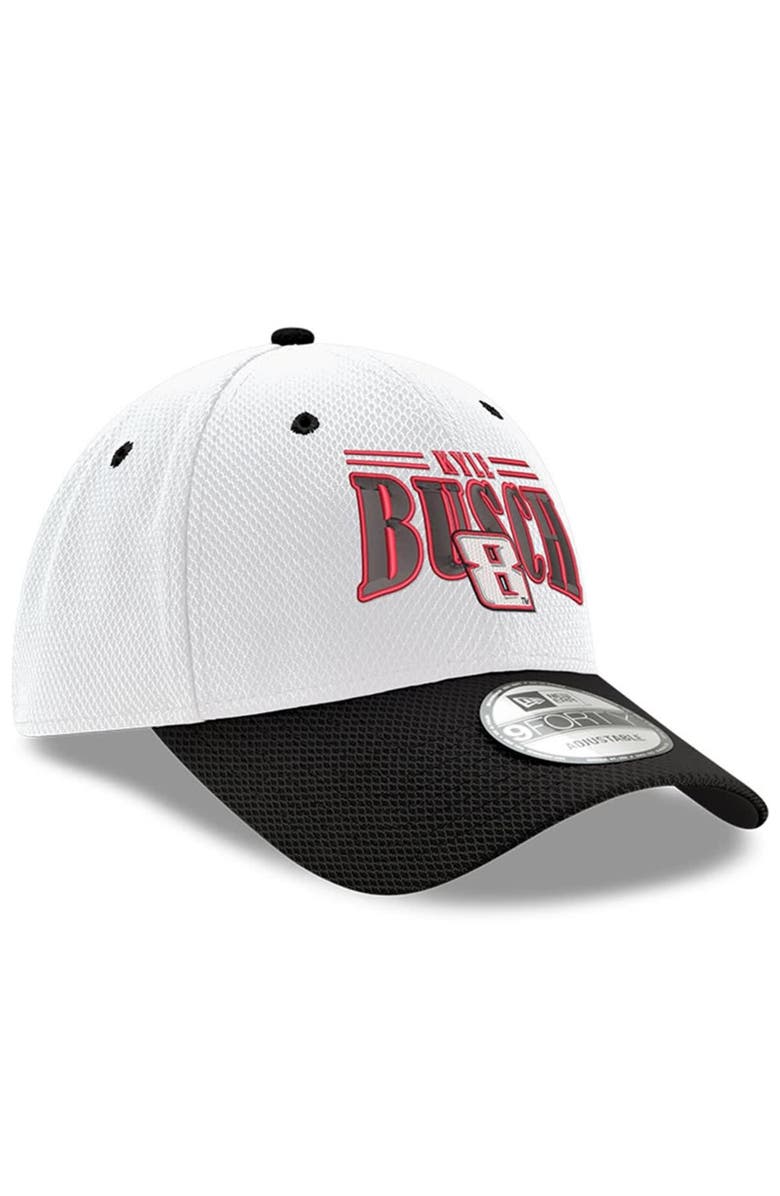 New Era Men's New Era White/Black Kyle Busch 9FORTY Adjustable Arch Hat, Alternate, color, White