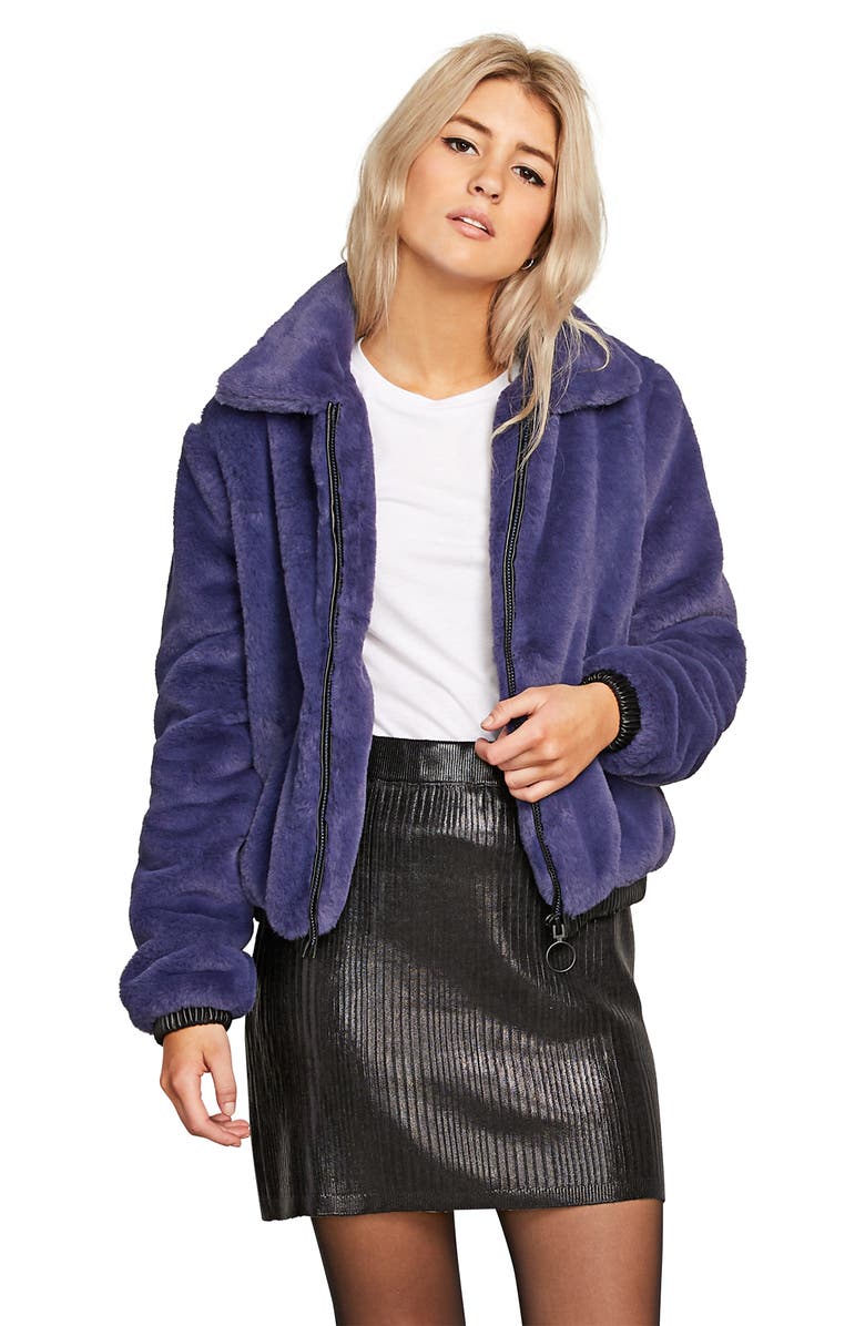 Volcom Fuzzy Fresh Faux Fur Jacket, Alternate, color,