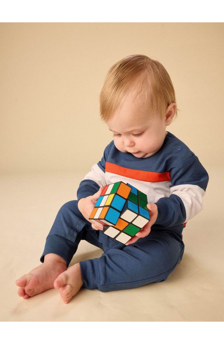 Tea Collection Colorblock Rugby Baby Romper, Alternate, color, 