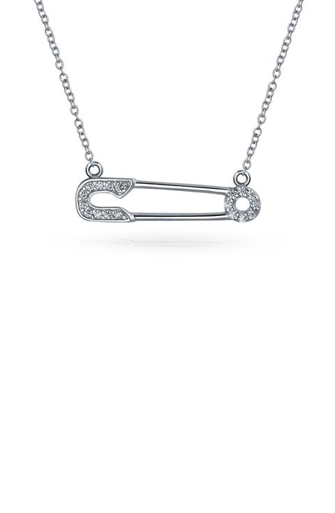 Support Refugees Safety Pin CZ Pendant Necklace