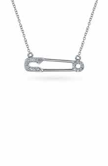 BLING JEWELRY Support Refugees Safety Pin CZ Pendant Necklace