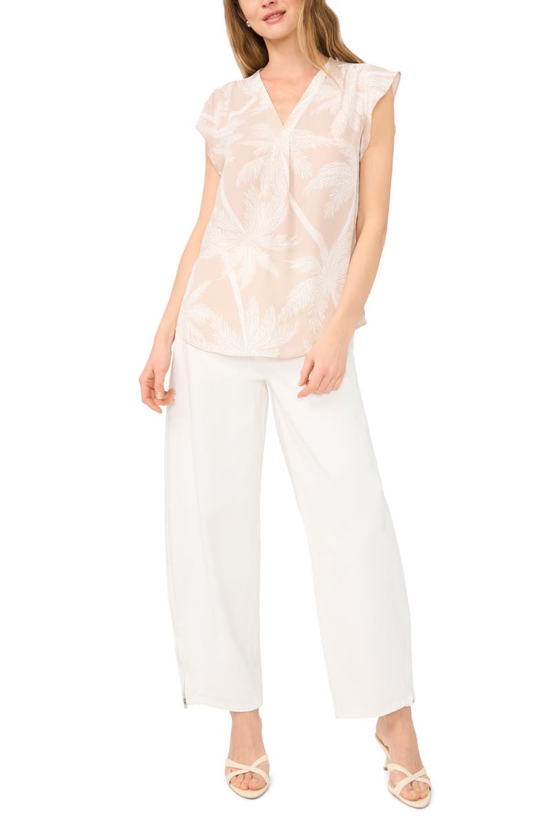 Vince Camuto Flutter Sleeve Top, Alternate, color, Oxford Tan