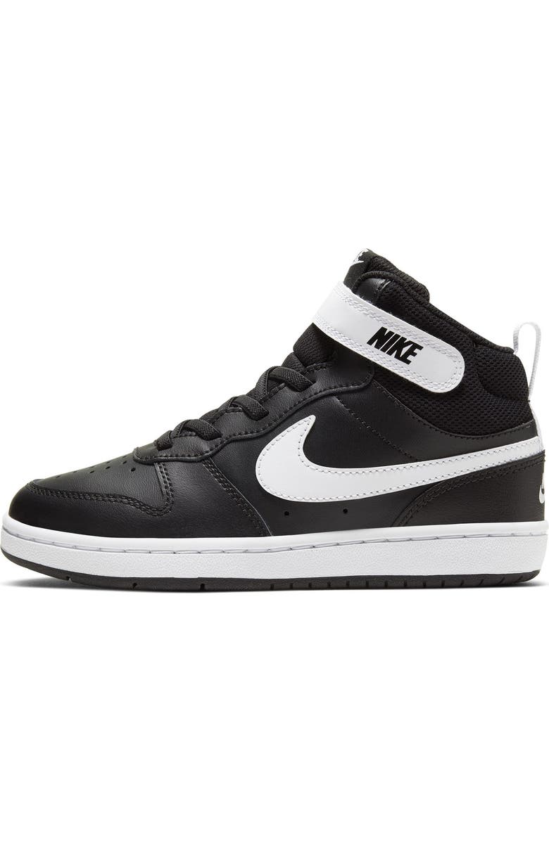 Nike Kids' Court Borough Mid 2 Basketball Shoe, Main, color, Black/ White