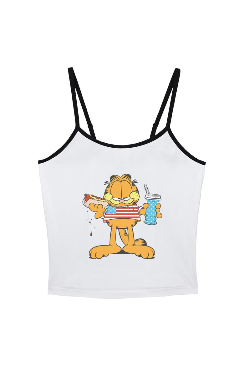 Junior's Garfield American Hot Dog Love Cat  Tank Top, Main, color, White