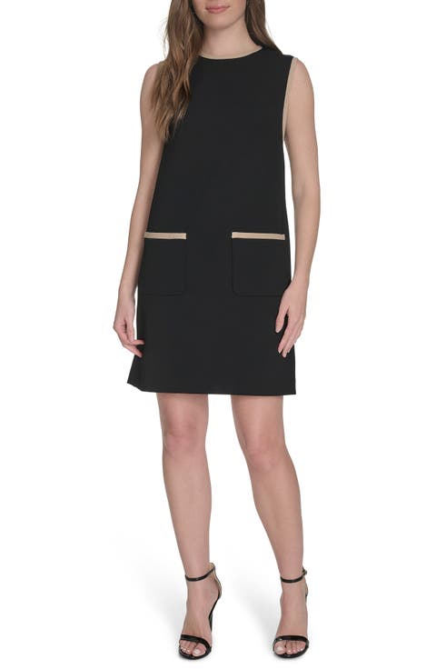 Sleeveless Patch Pocket Shift Dress