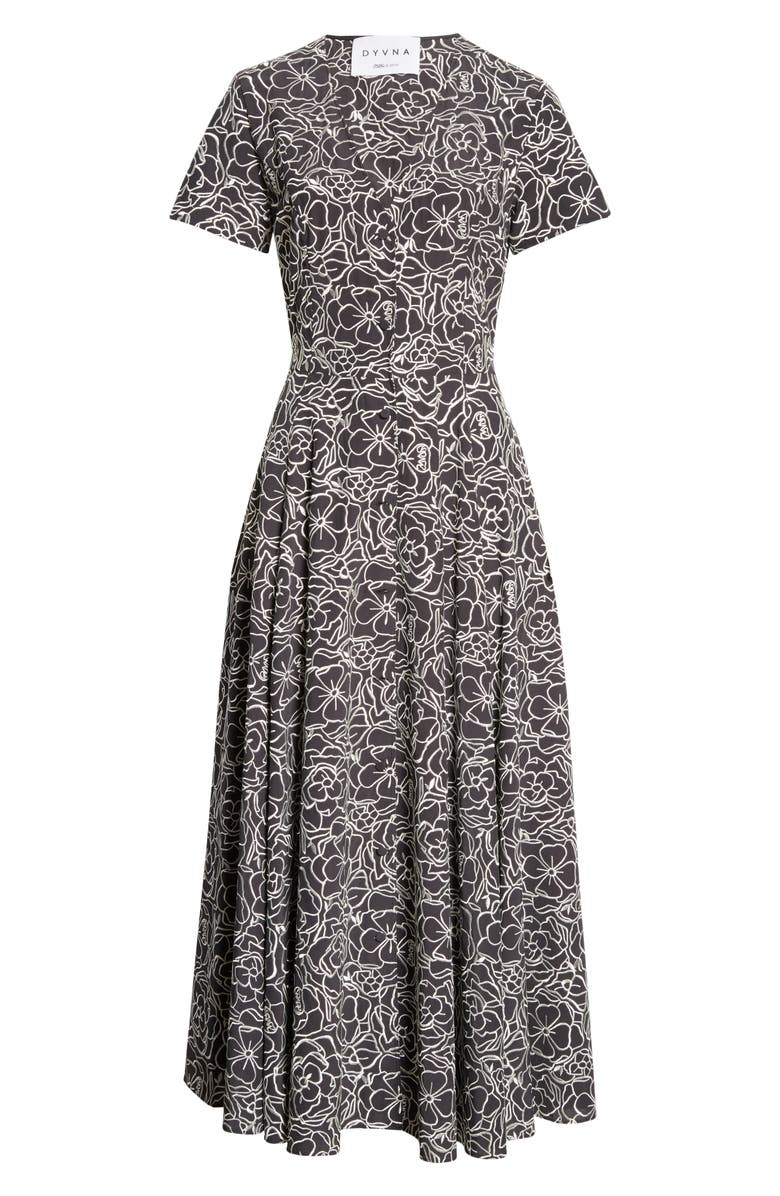 Dyvna Print Button Front Silk Blend Midi Dress, Alternate, color, 